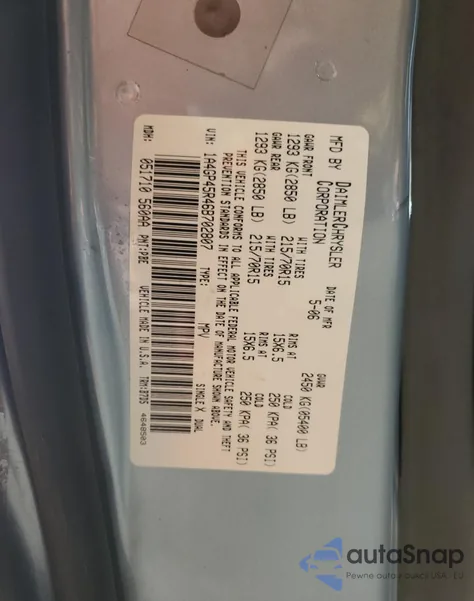 2006 Chrysler Town & Country из США, поврежденный, VIN 1A4GP45R46B702807